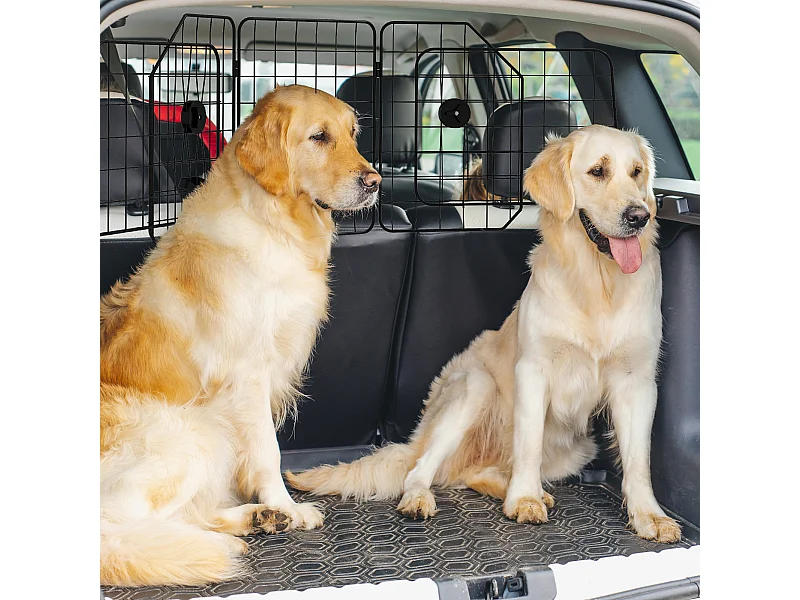 Griglia divisoria auto per cani regolabile e pieghevole 93-150x42cm