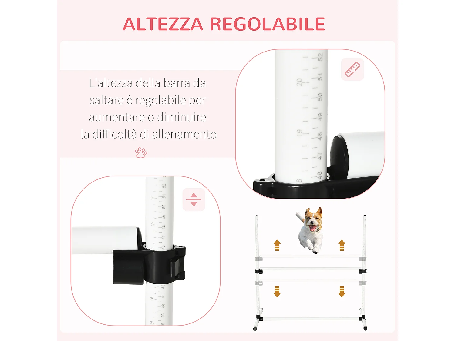 Set 4 ostacoli agility dog per addestramento cani con sacca di trasporto