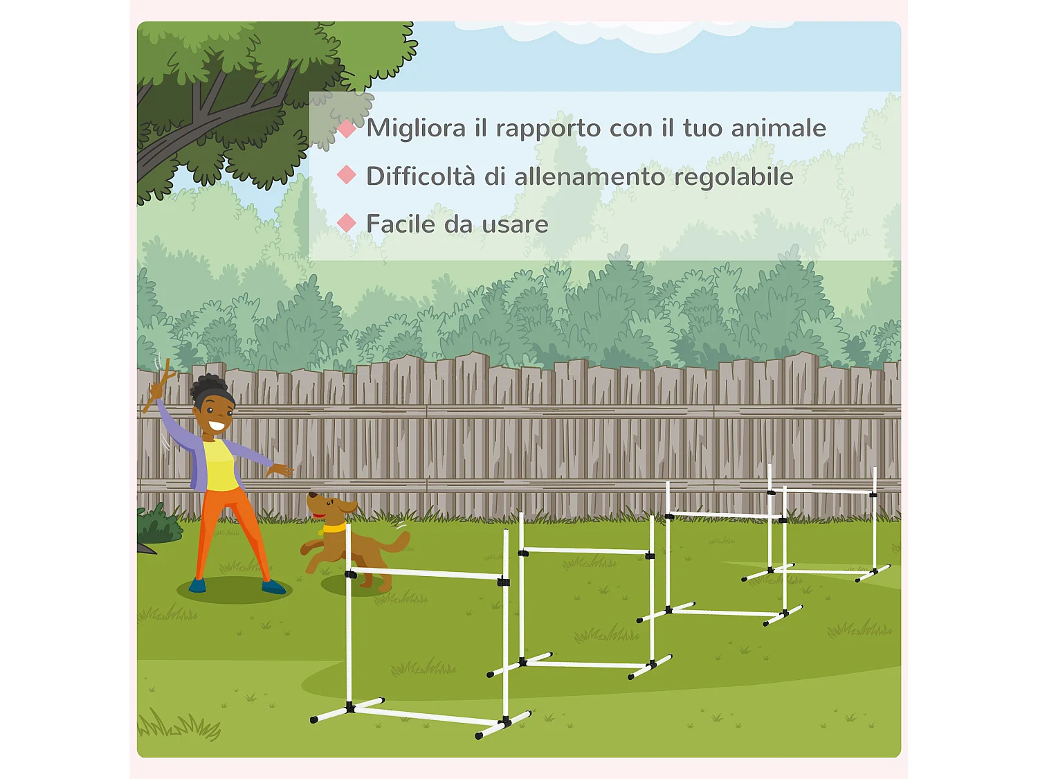 Set 4 ostacoli agility dog per addestramento cani con sacca di trasporto