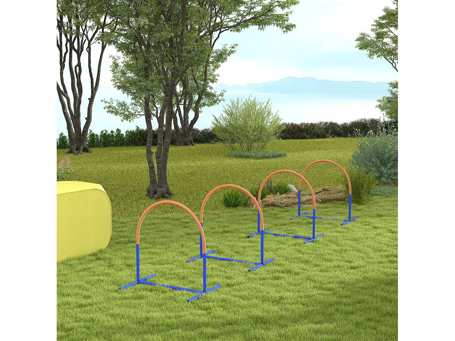 Set agility dog con 4 archi e borsa da trasporto blu e arancione