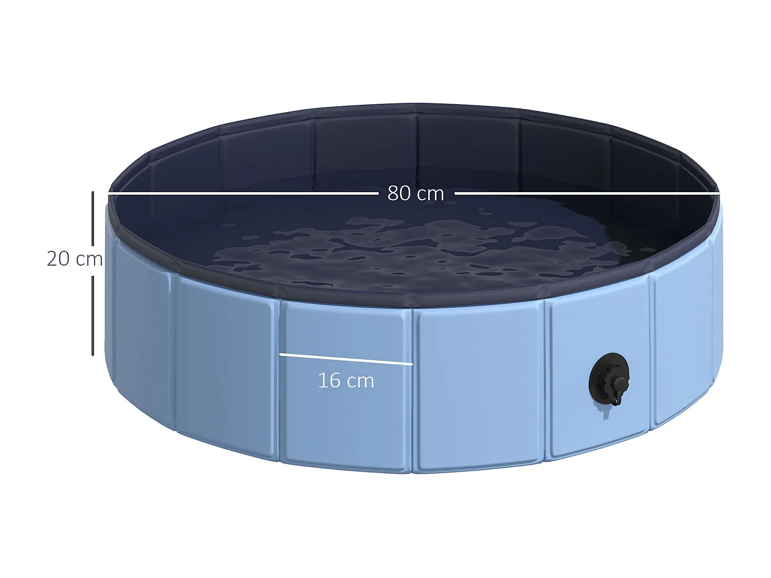 Piscina per cani in plastica pieghevole bordo rinforzato con 15 pannelli