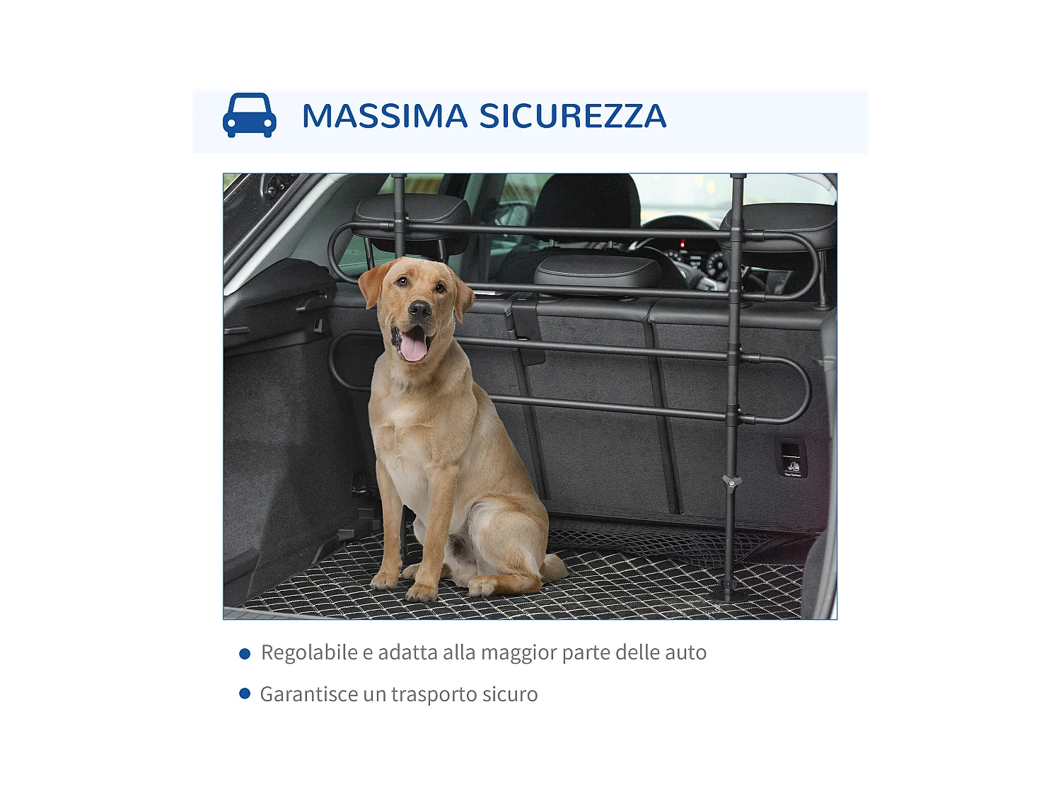 Divisorio auto per animali griglia di protezione regolabile universale