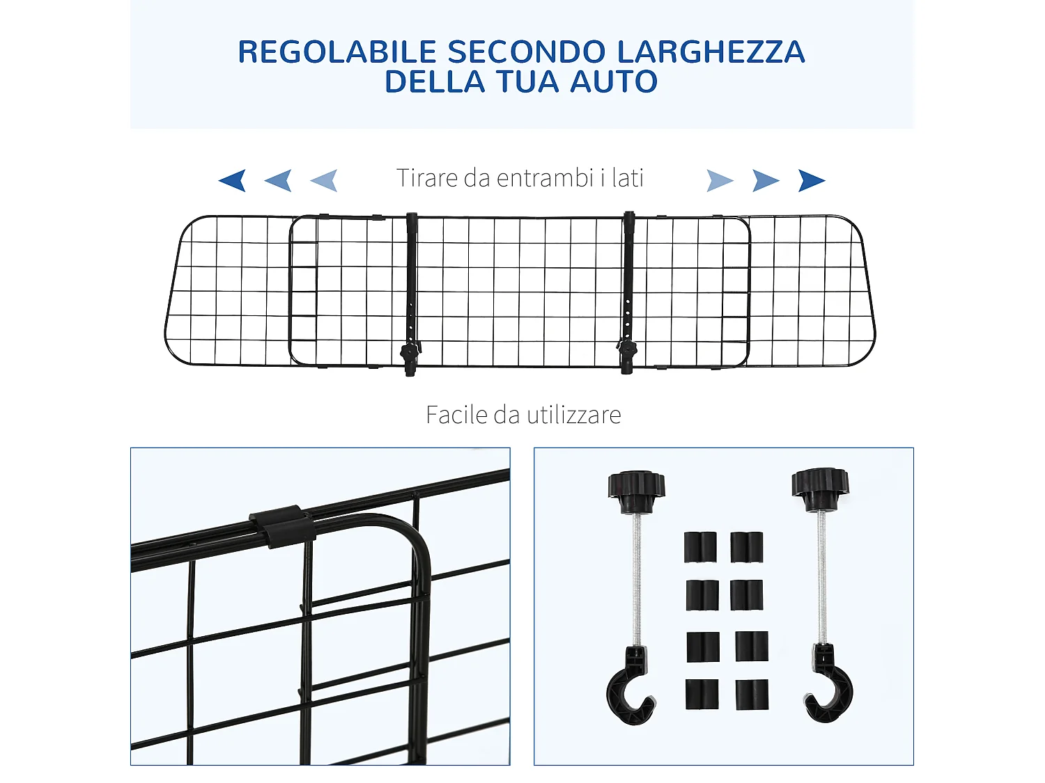 Divisorio auto per cani griglia auto per cani regolabile 91-152cm