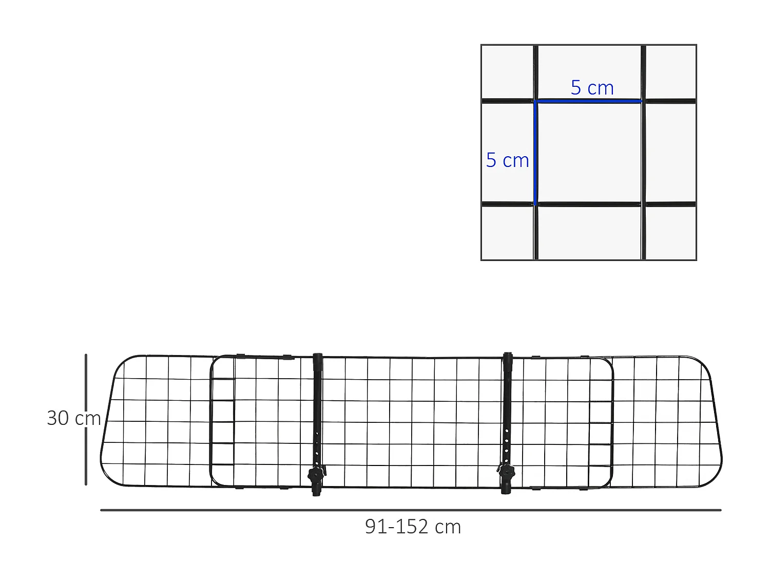 Divisorio auto per cani griglia auto per cani regolabile 91-152cm