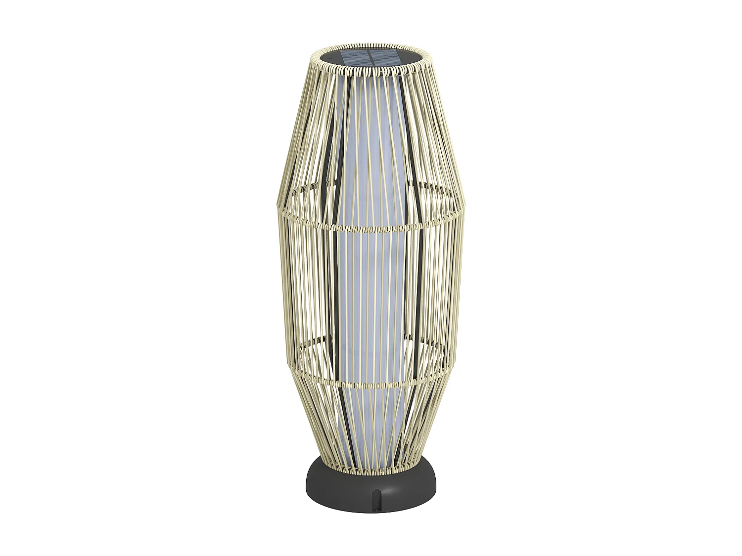 Lampada solare da giardino con illuminazione led in rattan grigio
