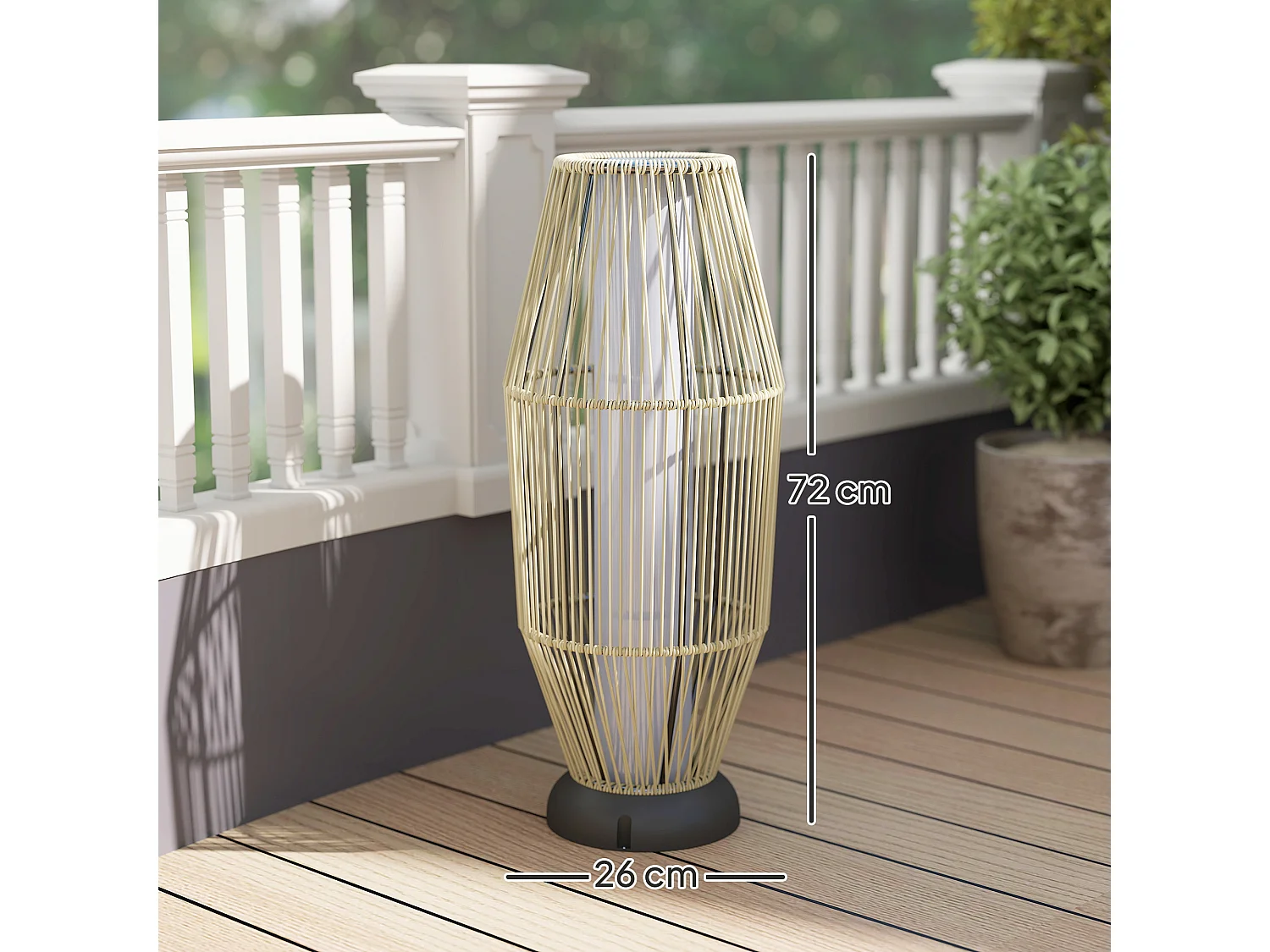 Lampada solare da giardino con illuminazione led in rattan grigio