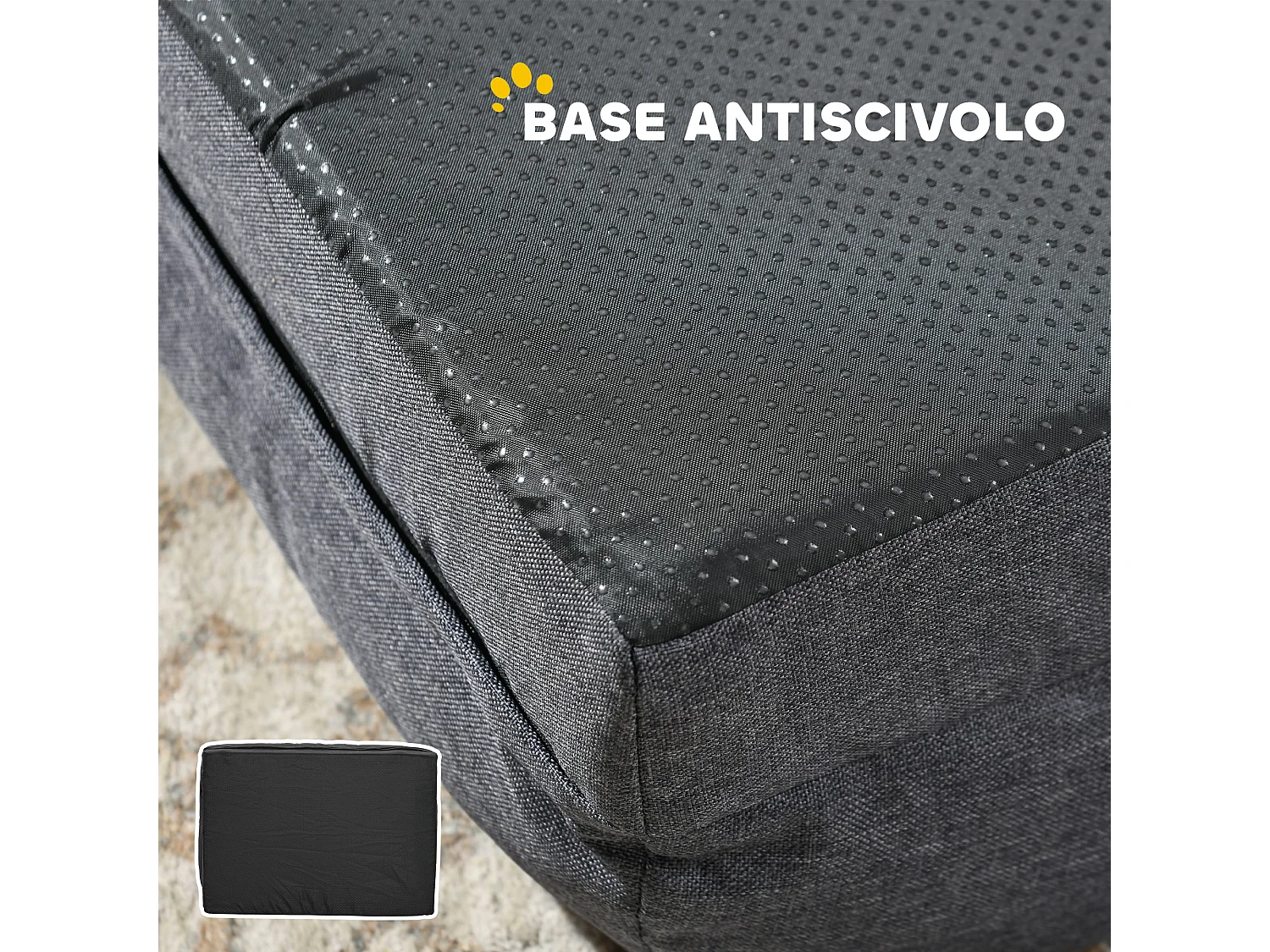 Letto per cani taglia grande imbottito con cuscino rimovibile grigio