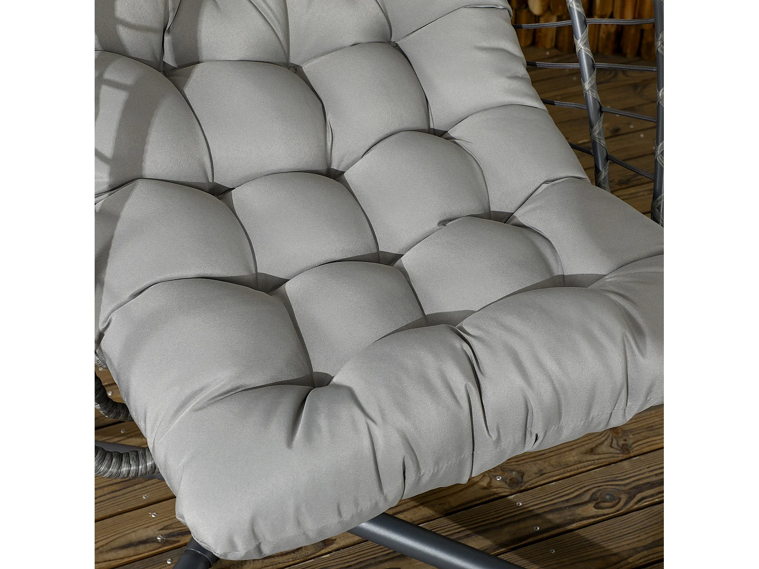 Poltrona sospesa rattan pe con cuscino e seduta pieghevole grigio