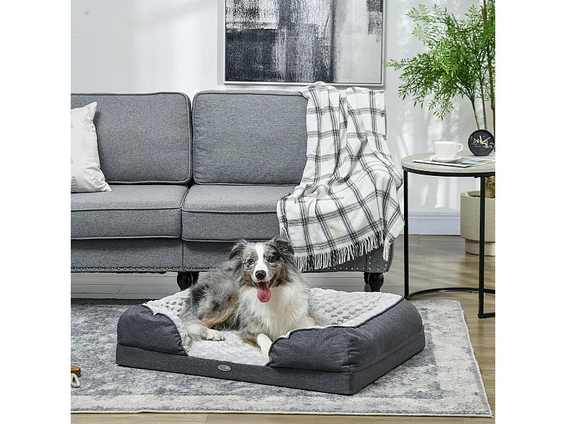 Letto per cani taglia media imbottito con cuscino rimovibile grigio