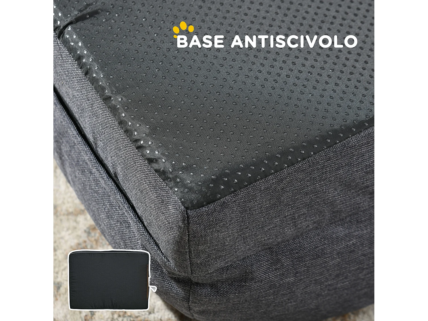 Letto per cani taglia media imbottito con cuscino rimovibile grigio