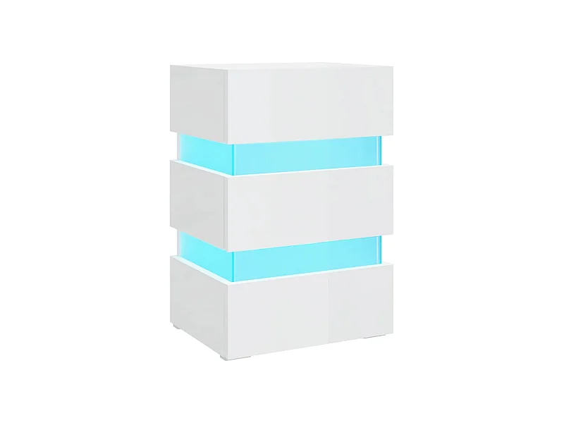 Mohn  Table de chevet à LED blanc brillant 45x35x67 cm