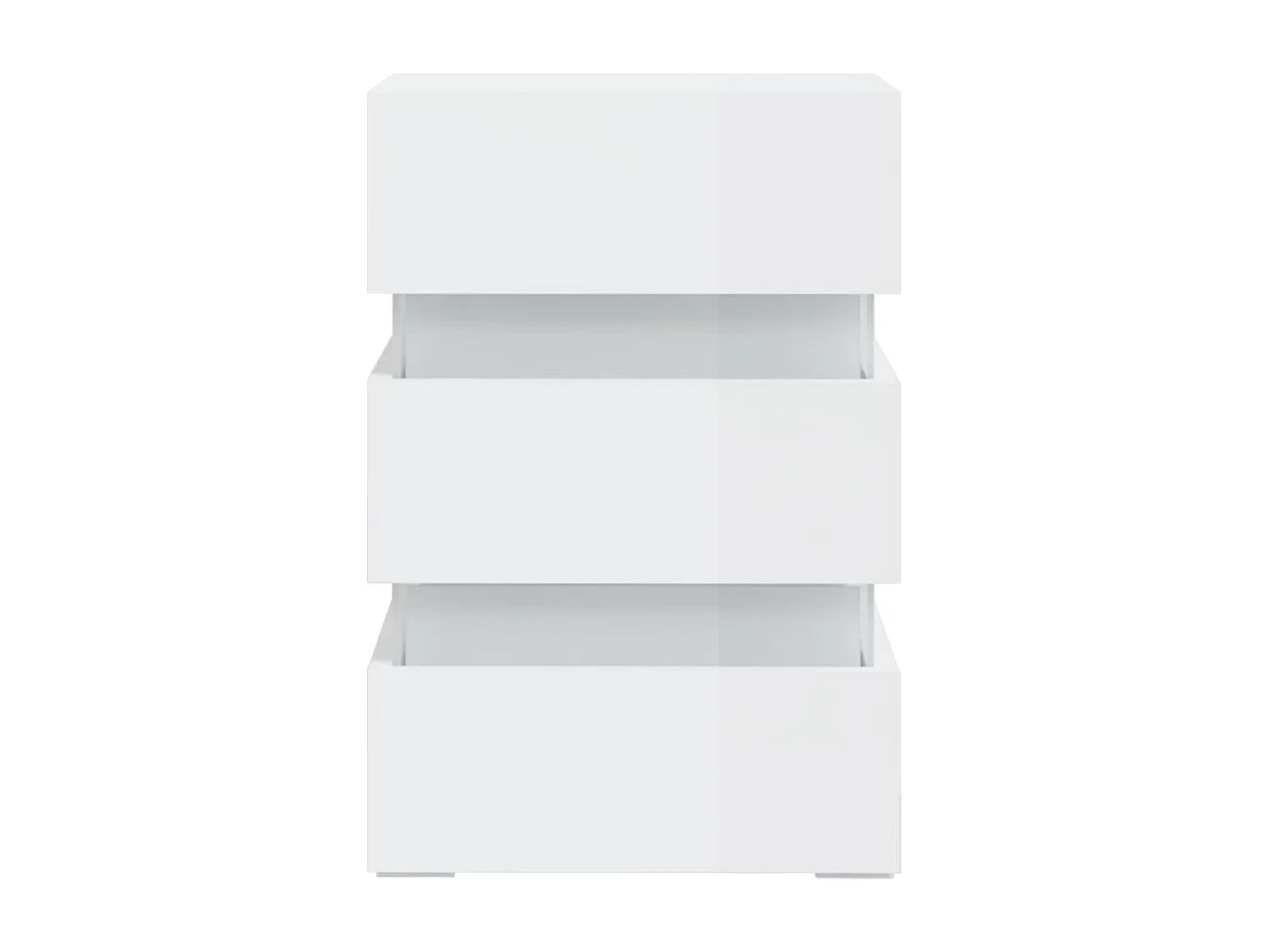 Mohn  Comodino con LED Bianco Lucido 45x35x67 cm in Legno Multistrato