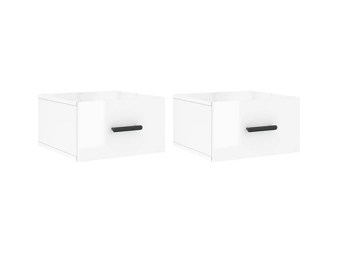 Cataula  Tables de chevet murales 2 pcs blanc brillant 35x35x20 cm