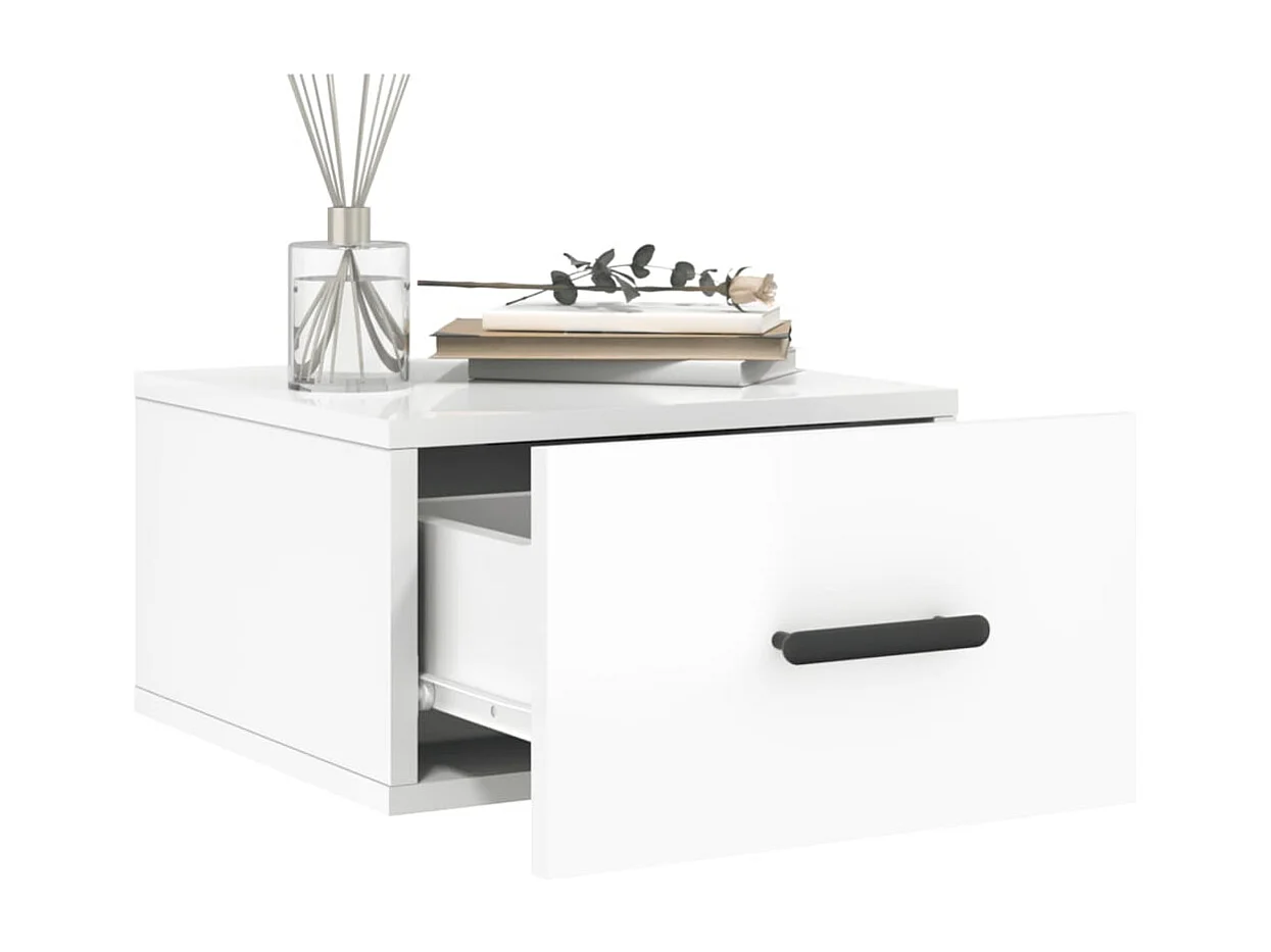 Cataula  Tables de chevet murales 2 pcs blanc brillant 35x35x20 cm