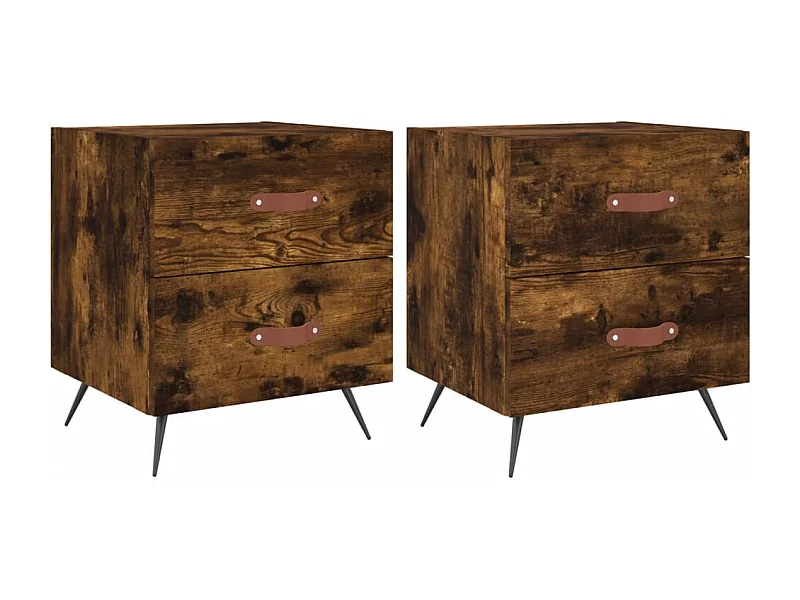 Yvella  Tables de chevet 2pcs chêne fumé 40x35x47,5cm bois d’ingénierie