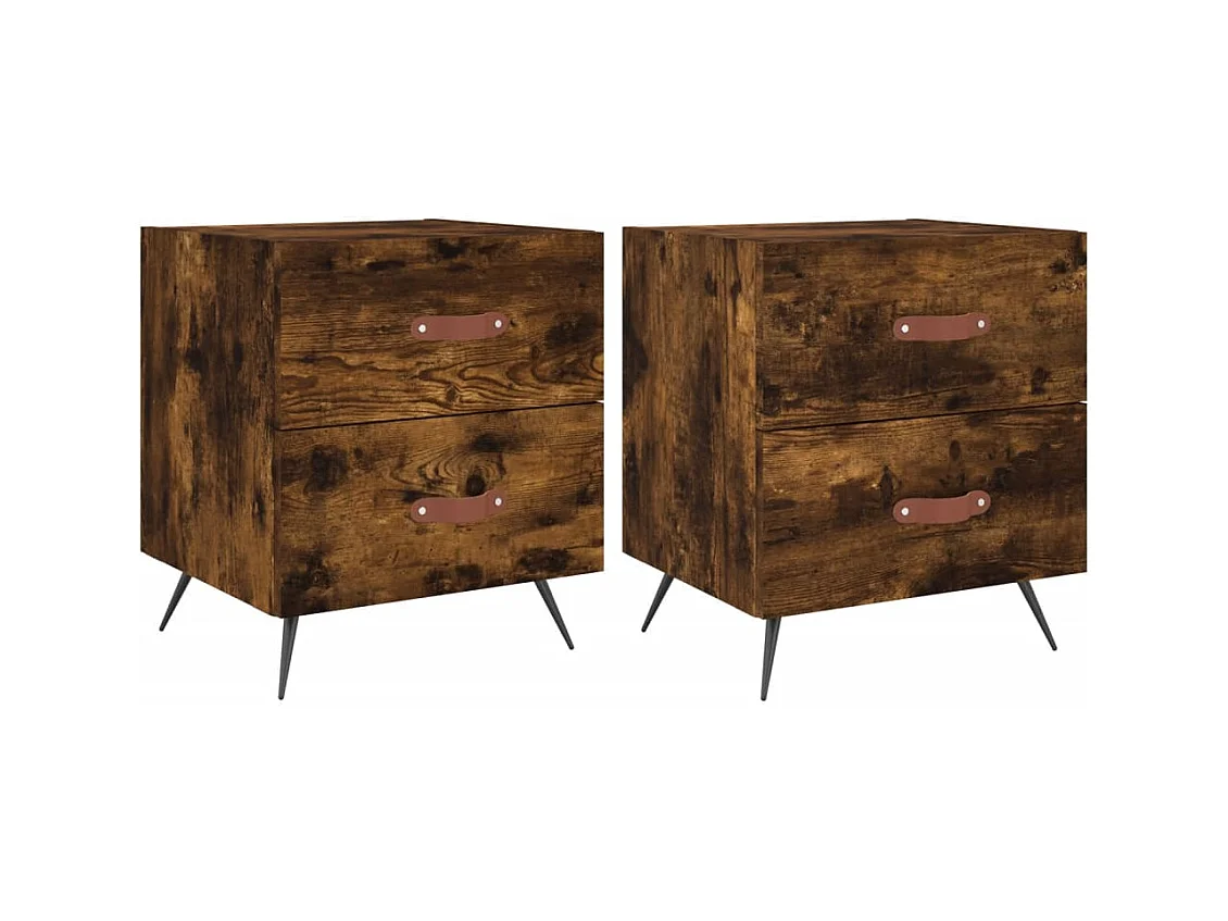 Yvella  Tables de chevet 2pcs chêne fumé 40x35x47,5cm bois d’ingénierie
