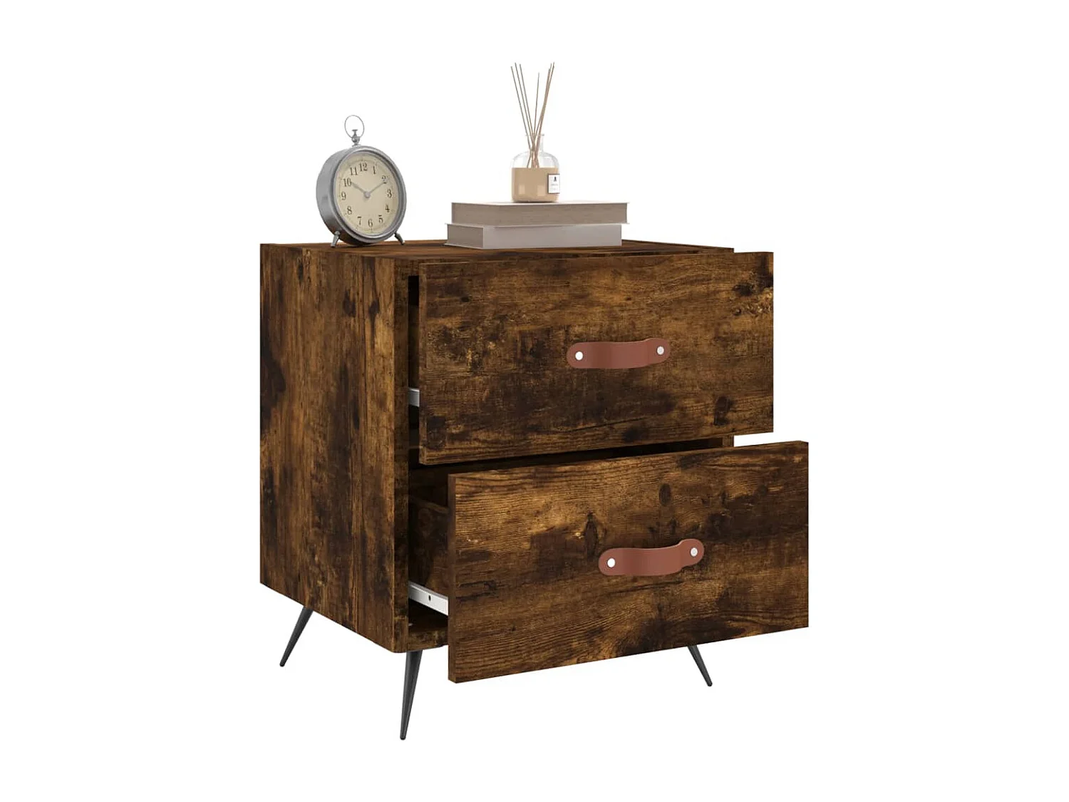 Yvella  Tables de chevet 2pcs chêne fumé 40x35x47,5cm bois d’ingénierie