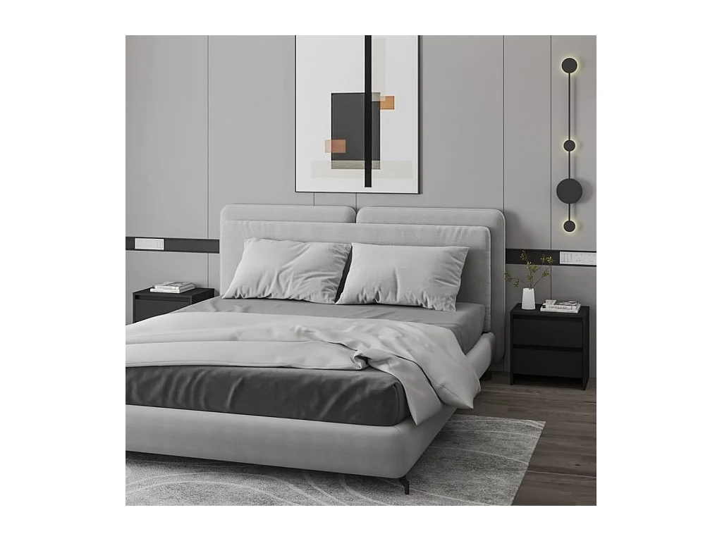 Robert  Tables de chevet 2 pcs noir 45x34,5x44,5 cm bois d'ingénierie