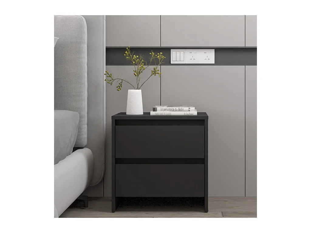 Robert  Tables de chevet 2 pcs noir 45x34,5x44,5 cm bois d'ingénierie