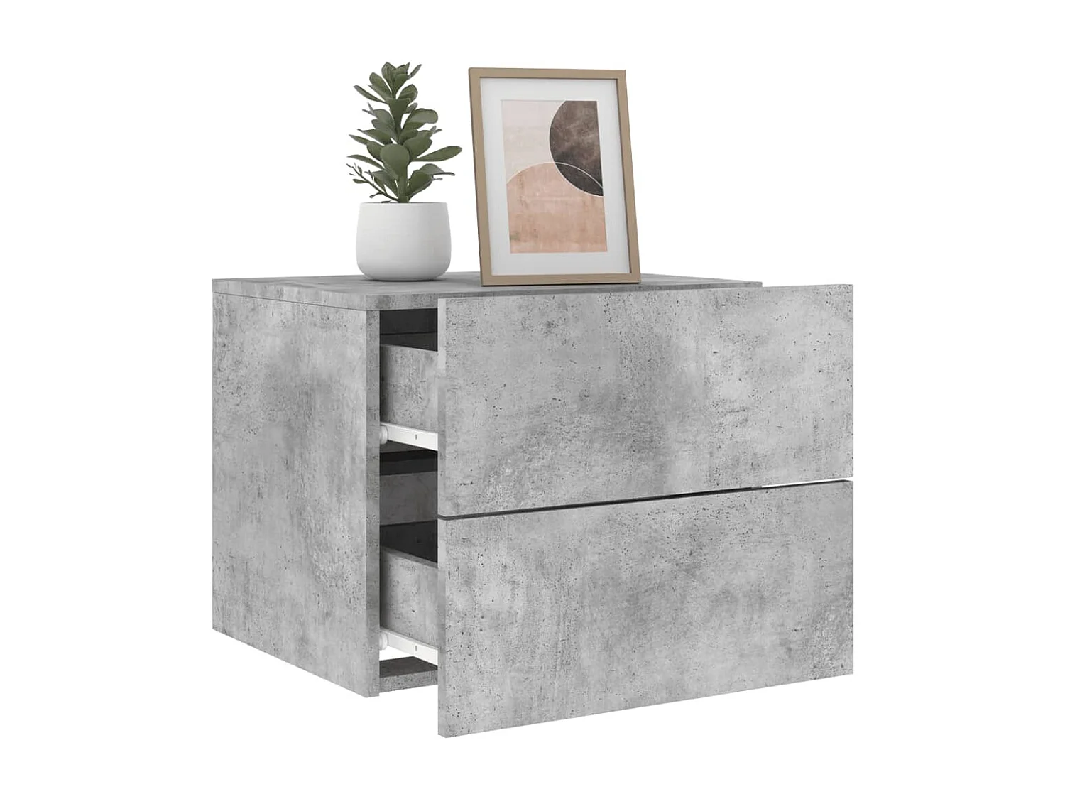 Rhylan  Table de chevet murale avec lumières LED gris béton