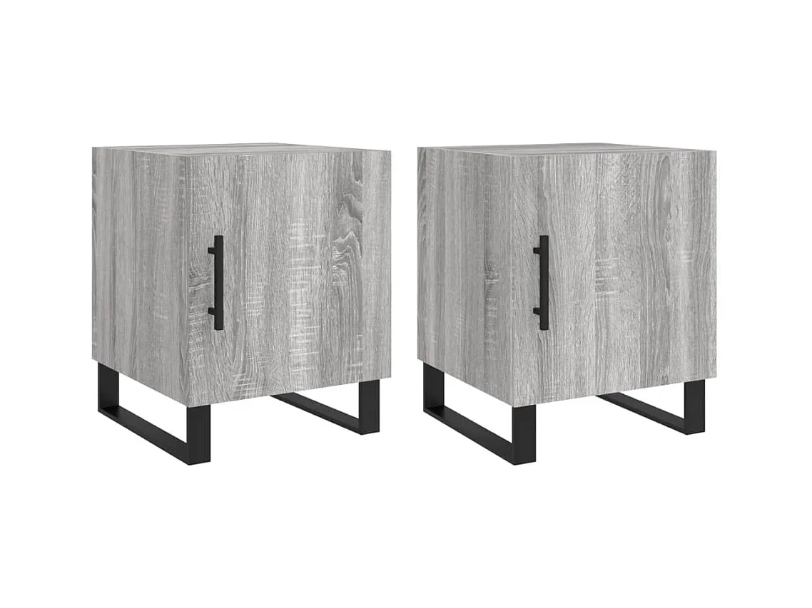 Kuopio  Nachtkastjes 2 st 40x40x50 cm bewerkt hout grijs sonoma eiken