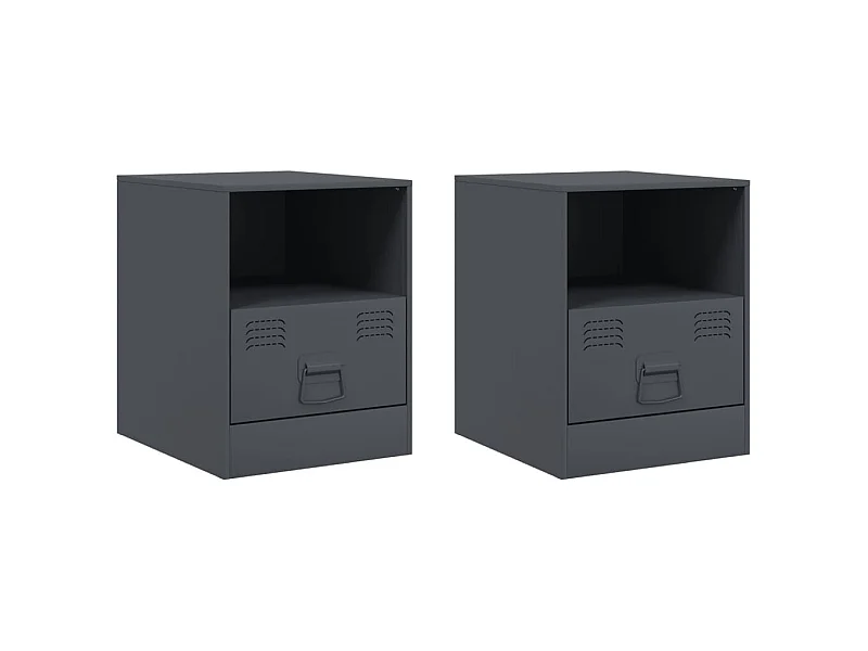 Elthor  Nachttische 2 Stk. Anthrazit 34,5x39x44 cm Stahl