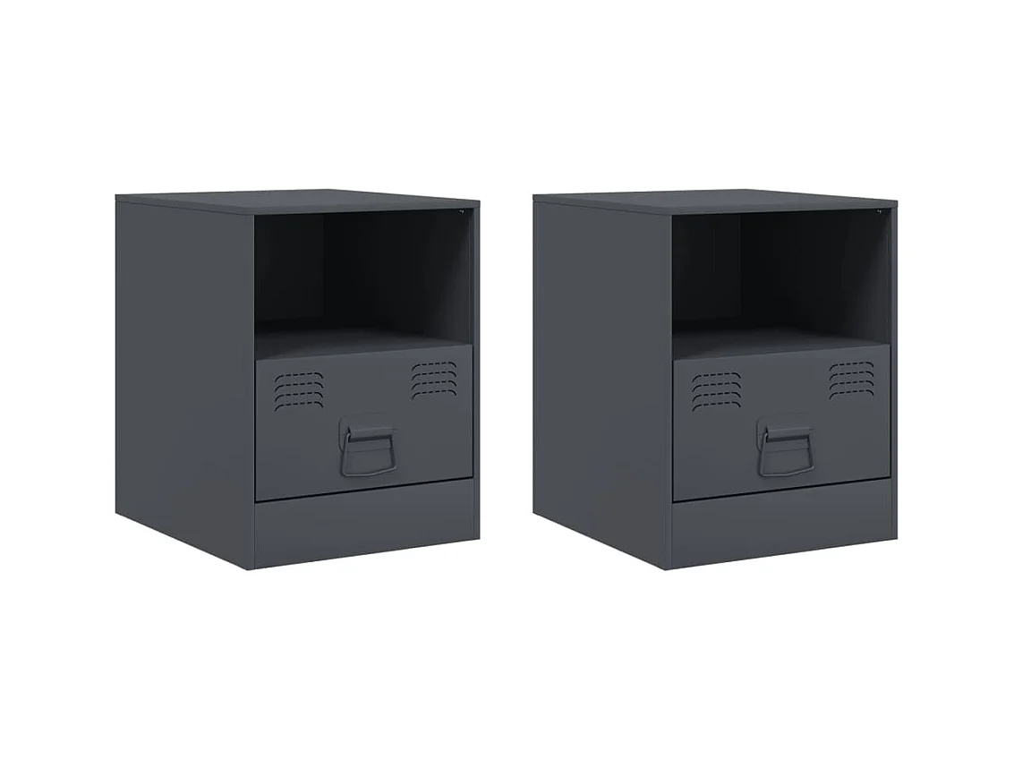 Elthor  Tables de chevet 2 pcs anthracite 34,5x39x44 cm acier