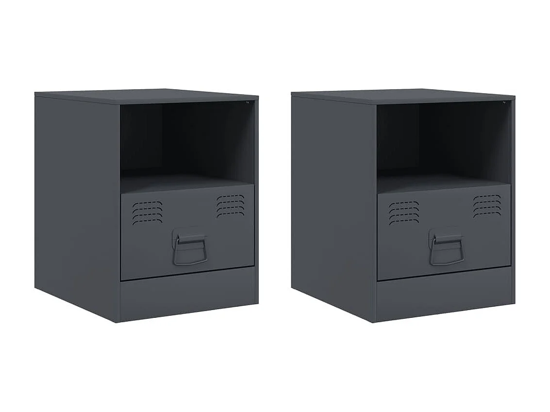 Elthor  Tables de chevet 2 pcs anthracite 34,5x39x44 cm acier
