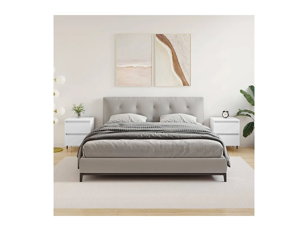 Tjeerd-Jan  Tables de chevet 2 pcs blanc 40x35x50 cm bois d’ingénierie