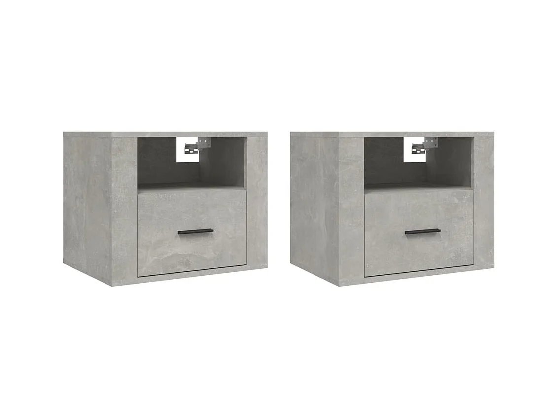 Pyren  Comodini a Muro 2 pz Grigio Cemento 50x36x40 cm