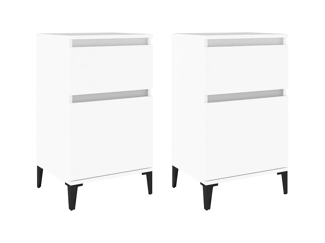 Amite  Tables de chevet 2 pcs blanc 40x35x70 cm