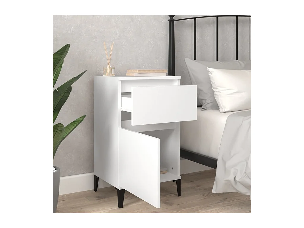 Amite  Tables de chevet 2 pcs blanc 40x35x70 cm