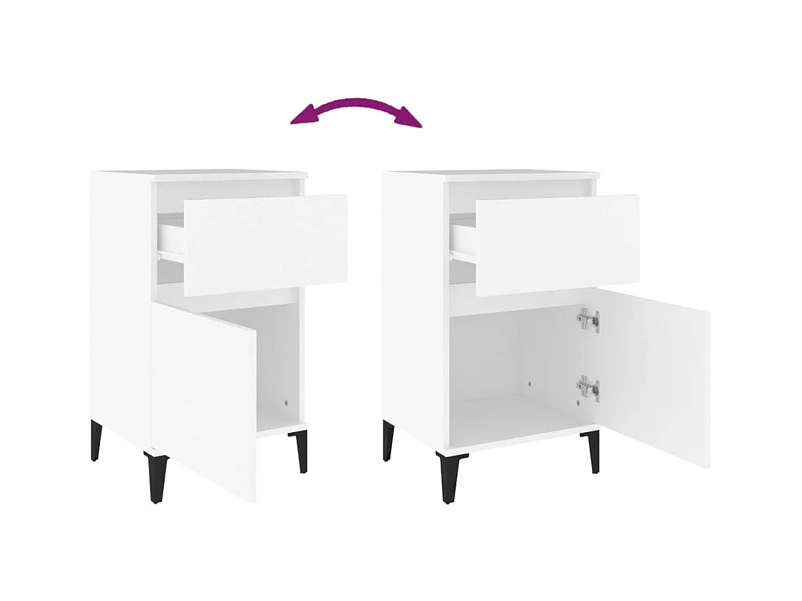 Amite  Tables de chevet 2 pcs blanc 40x35x70 cm