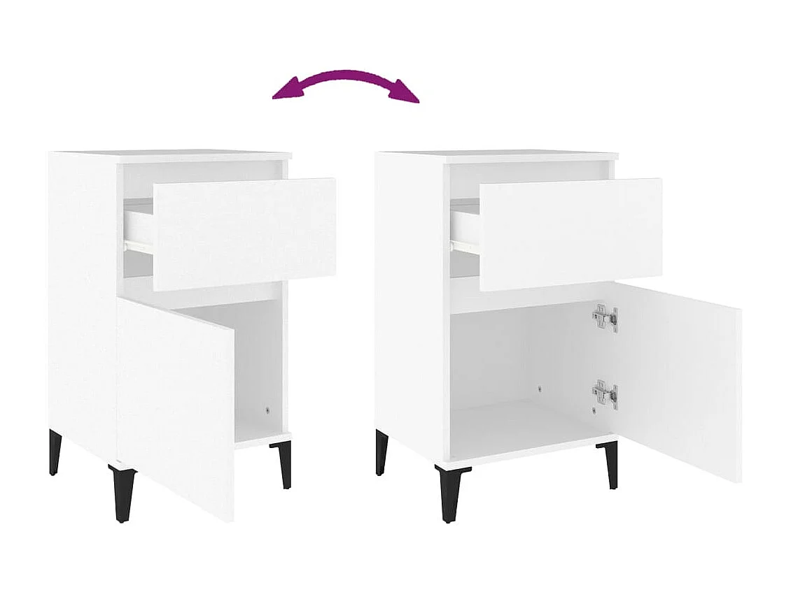 Amite  Nachtkastjes 2 st 40x35x70 cm wit