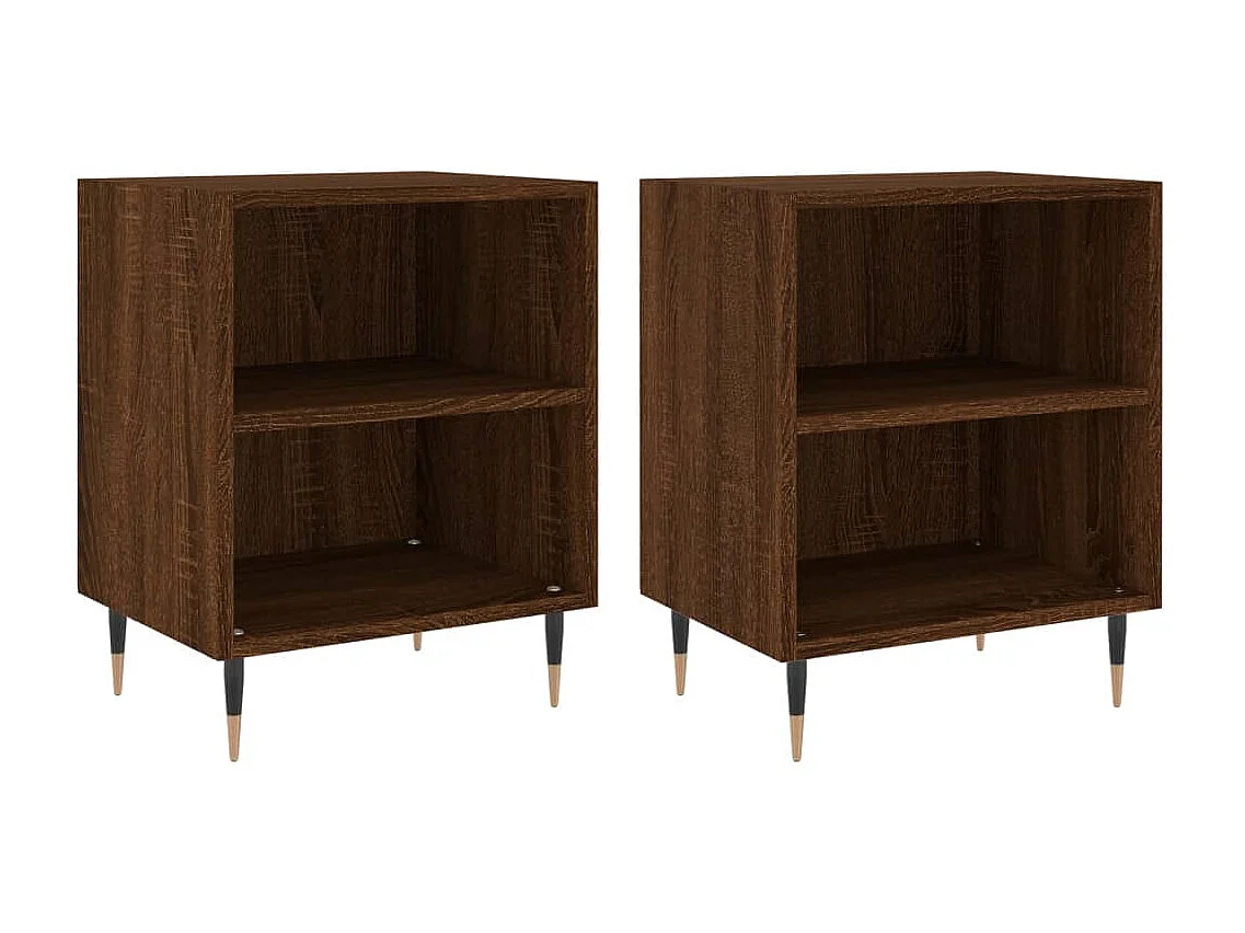 Oguz  Tables de chevet 2pcs chêne marron 40x30x50cm bois d'ingénierie