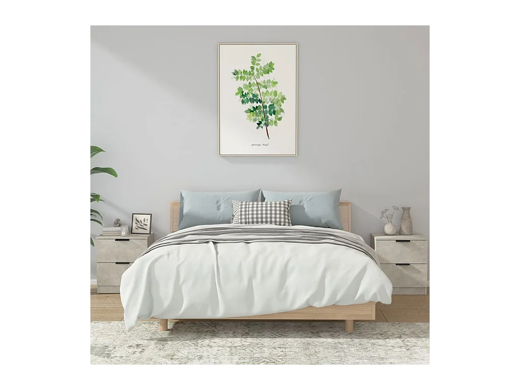 Invel  Tables de chevet 2 pcs Gris béton Bois d'ingénierie