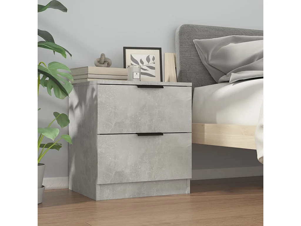 Invel  Tables de chevet 2 pcs Gris béton Bois d'ingénierie