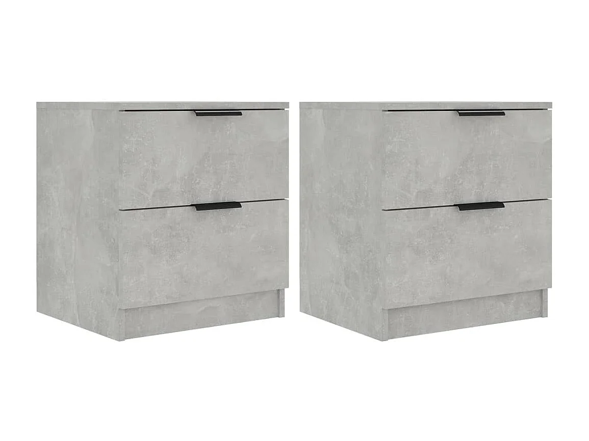 Invel  Tables de chevet 2 pcs Gris béton Bois d'ingénierie