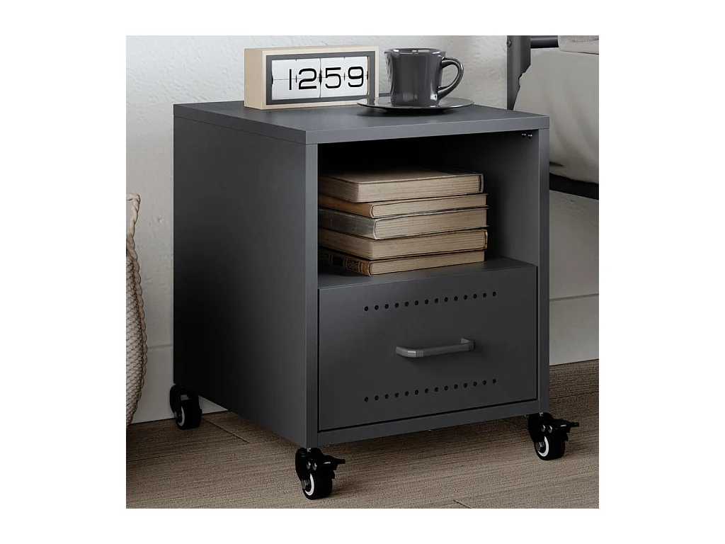 Evalara  Table de chevet anthracite 36x39x43,5 cm acier