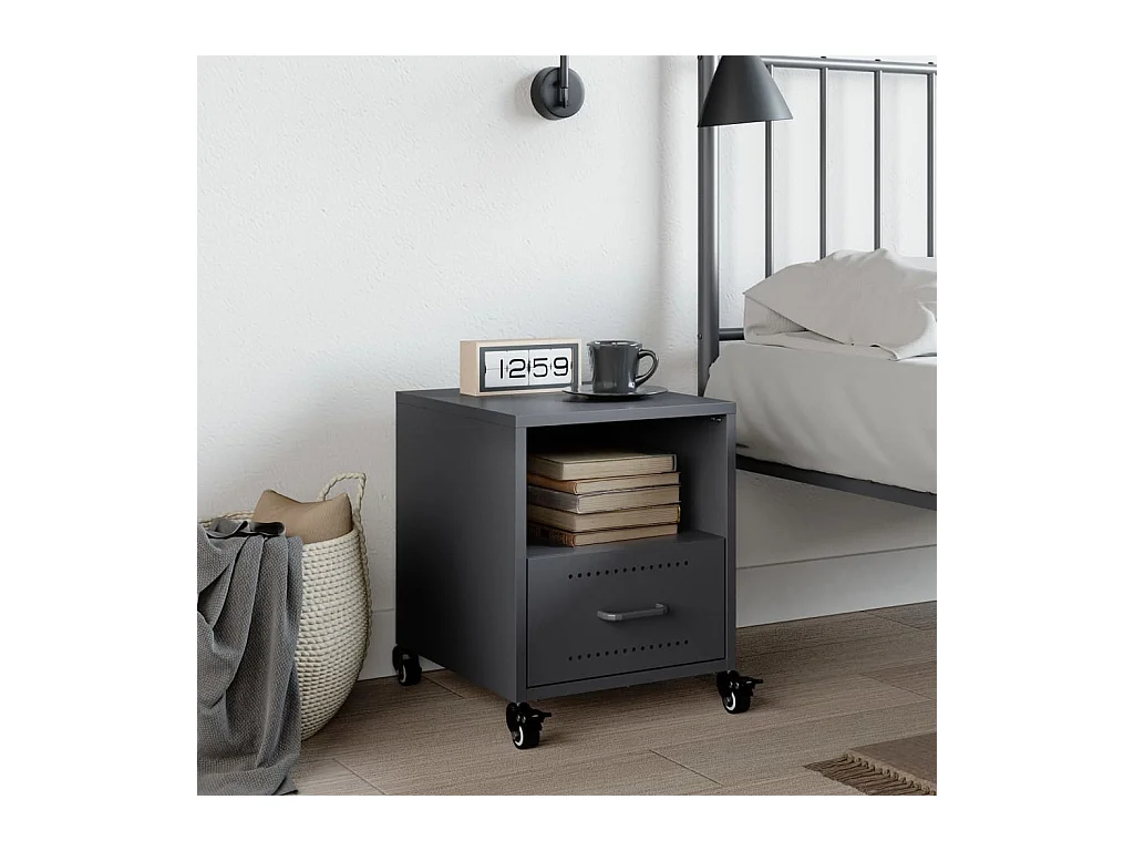 Evalara  Table de chevet anthracite 36x39x43,5 cm acier