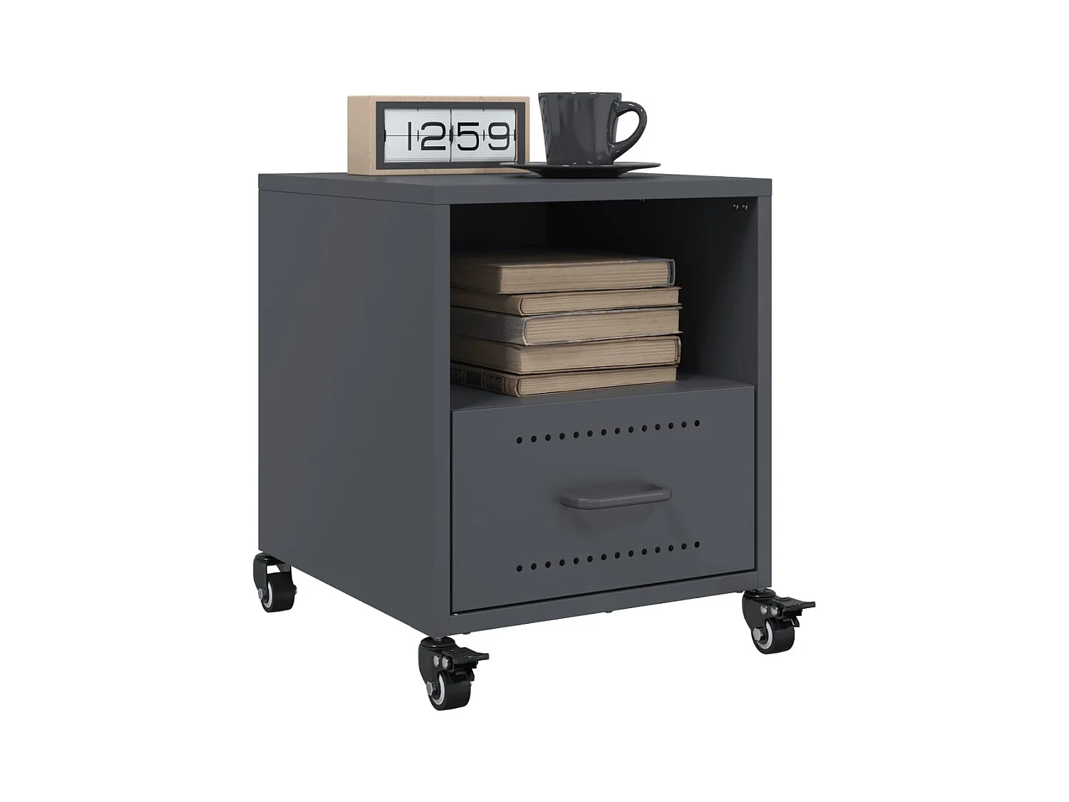 Evalara  Table de chevet anthracite 36x39x43,5 cm acier