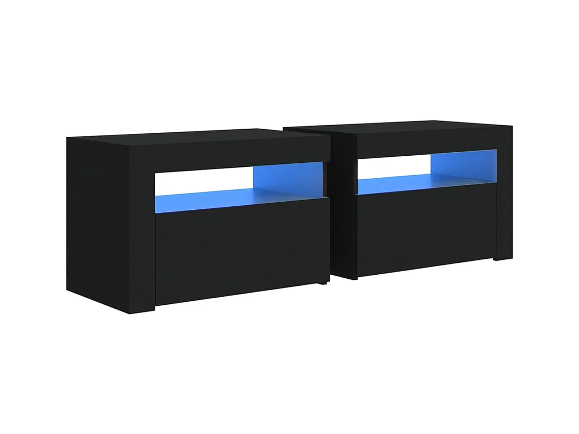 Julian  Tables de chevet 2 pcs avec LED Noir 60x35x40 cm