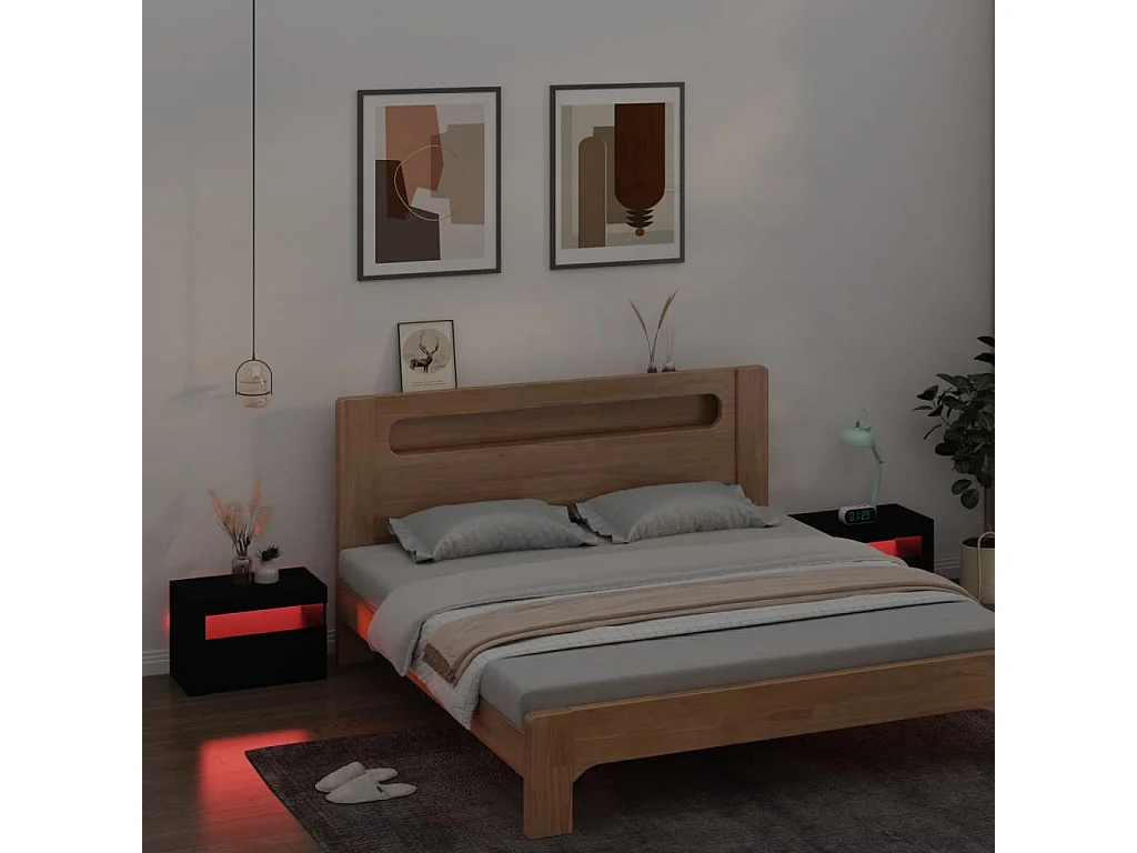 Julian  Tables de chevet 2 pcs avec LED Noir 60x35x40 cm