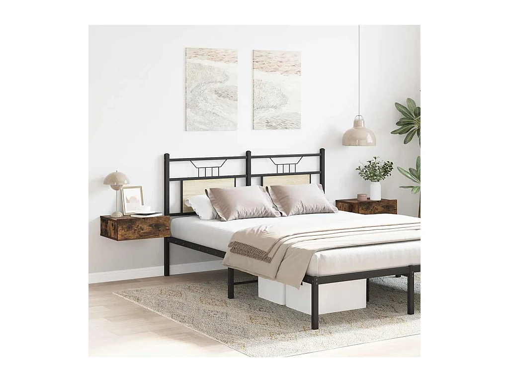 Stanford  Tables de chevet flottantes 2 pcs Chêne fumé 40x30x15 cm