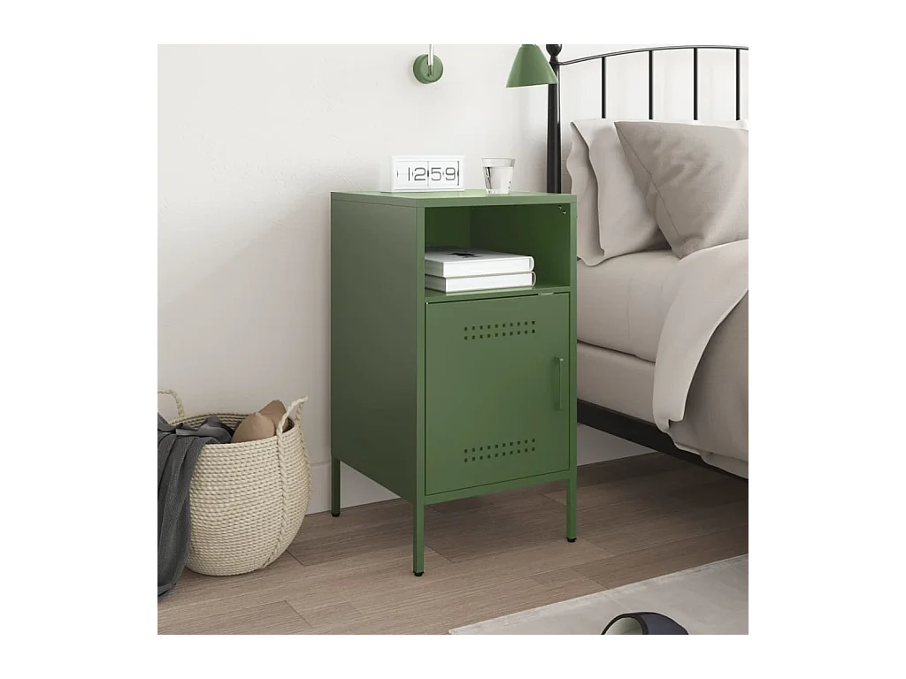 Channelview  Table de chevet vert olive 36x39x68 cm acier
