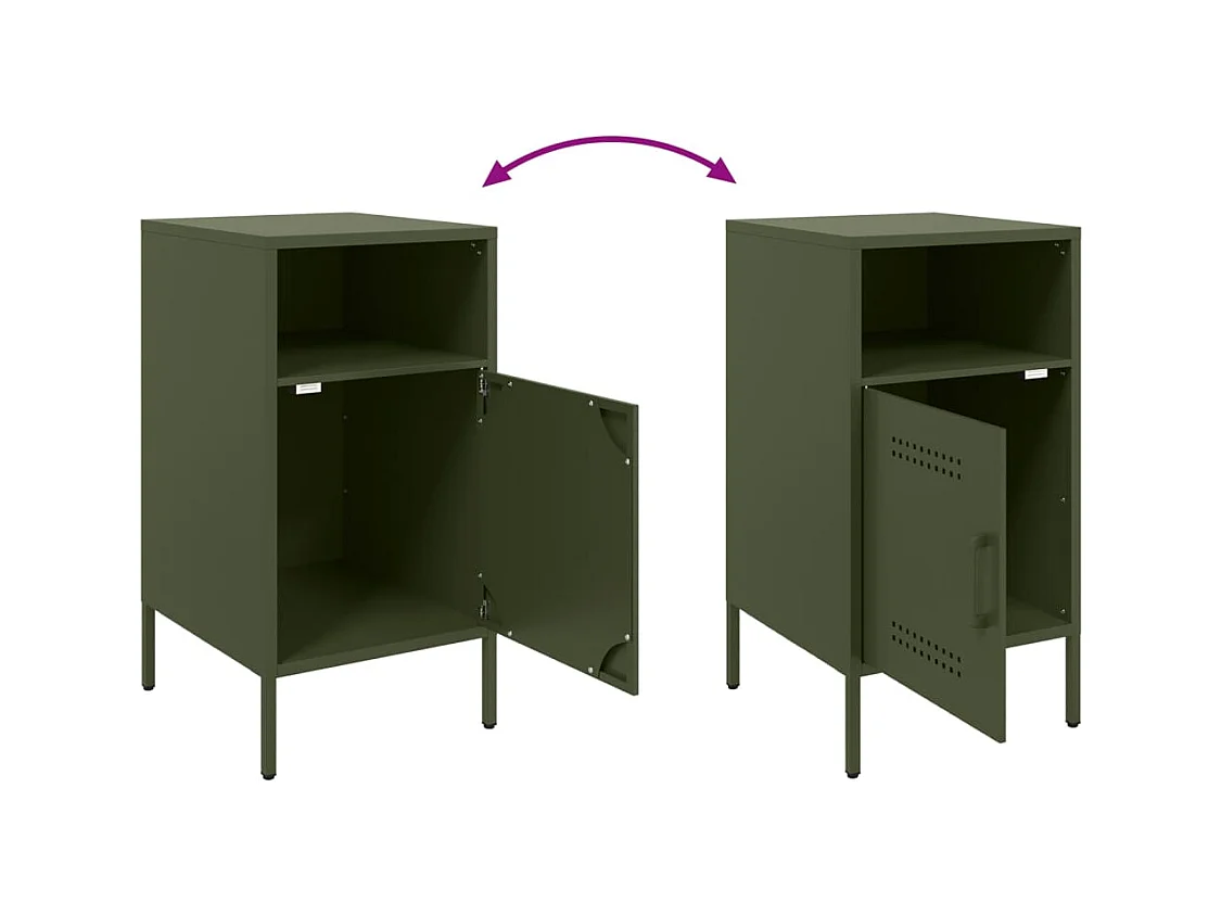 Channelview  Table de chevet vert olive 36x39x68 cm acier