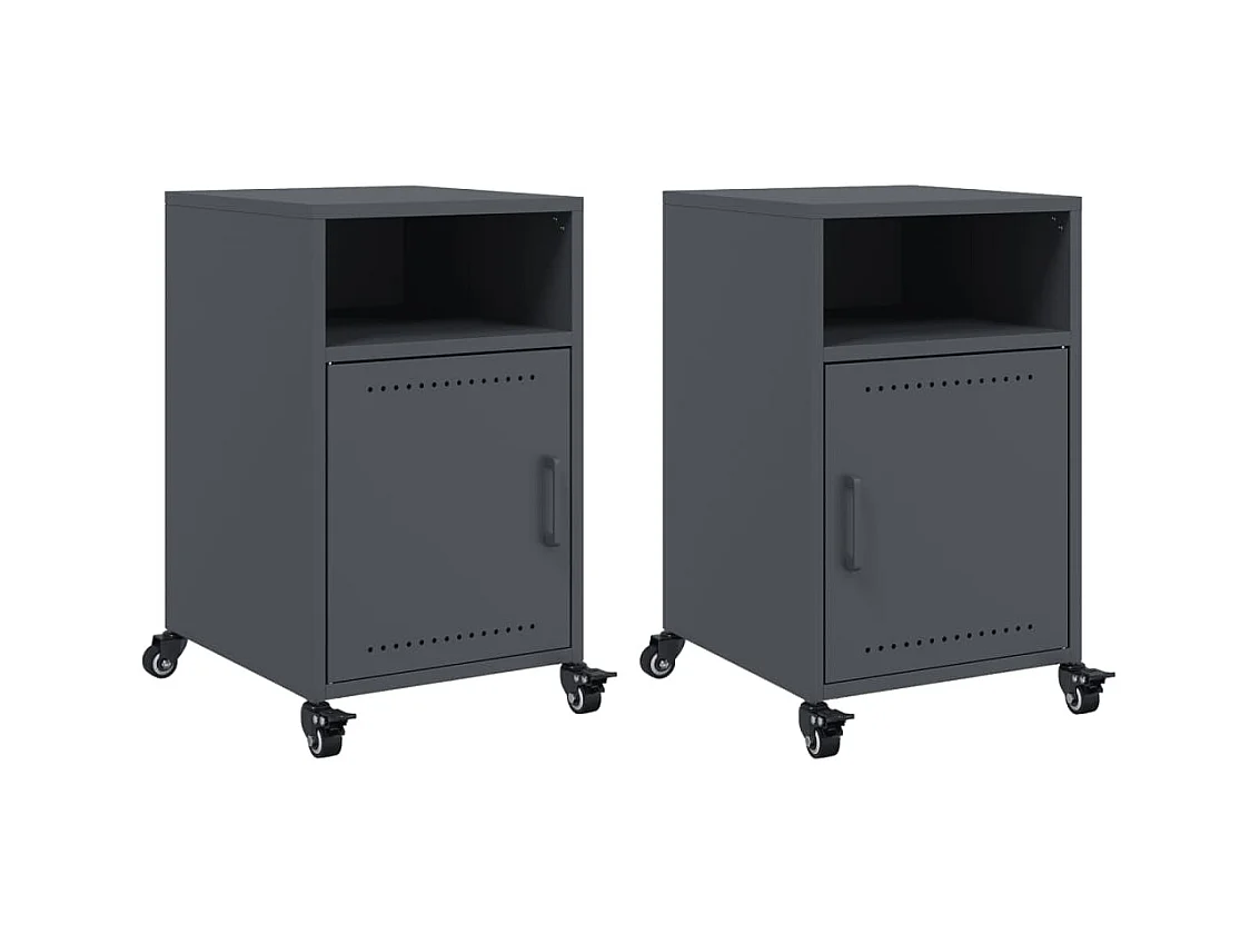 Jana  Tables de chevet 2 pcs anthracite 36x39x59 cm acier