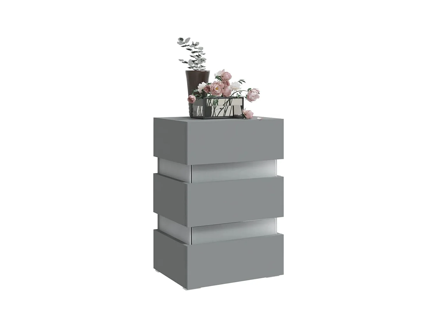 Mohn  Table de chevet à LED Gris 45x35x67 cm Bois d'ingénierie