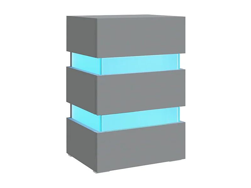 Mohn  Comodino con Luci LED Grigio 45x35x67 cm in Legno Multistrato