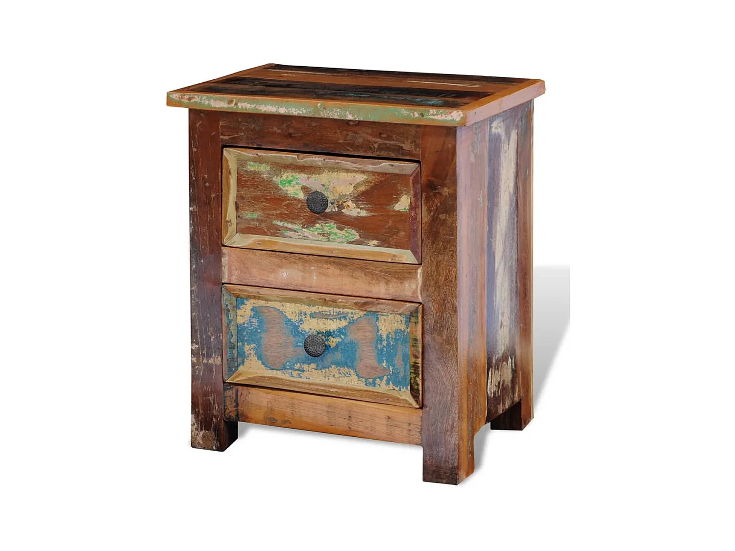 Garden Furniture -  Table de chevet avec 2 tiroirs Bois massif recyclé